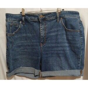 Terra & Sky Women's Shorts Plus Size High Rise Waist Denim Shorts Blue Size 22W